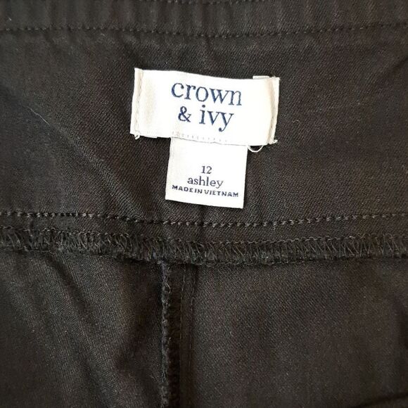 Crown & Ivy Ashley black pull on cropped pants size 12 - Picture 3 of 6